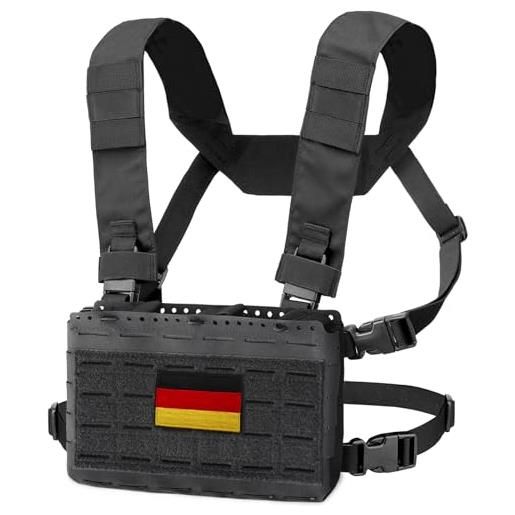 WYNEX tactical pouches chest pack modular con tripla magazine insert, molle chest rig carrier, nero