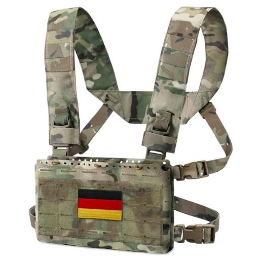 WYNEX tactical pouches chest pack modular con tripla magazine insert, molle chest rig carrier, cp mimetico