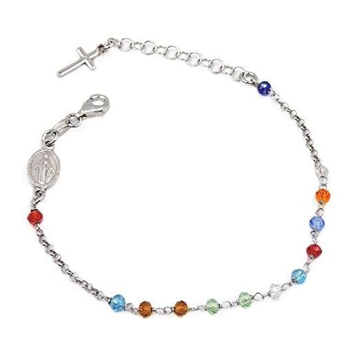Damiano Argenti bracciale rosario in argento 925 con zirconi multicolor