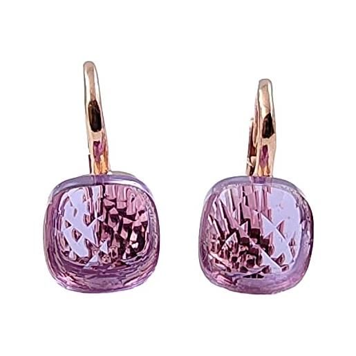 Gioielli Aurum - orecchini in argento 925 placcato oro rosa da donna con tanzanite pendenti lilla