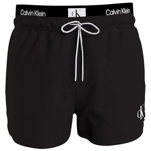 Calvin Klein short double wb 911 km0km00911 elastico singolo in vita, nero (pvh black), m uomo