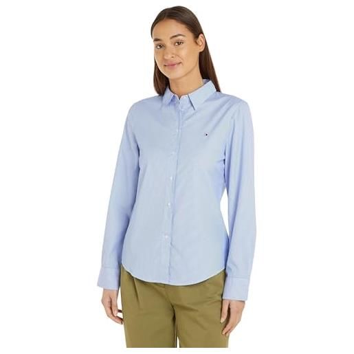 Tommy Hilfiger camicia donna essential stp regular shirt camicia casual, verde (ithaka stp/ olympic green), 36