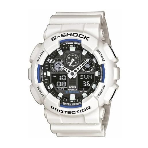 Casio g-shock orologio 20 bar, bianco, analogico - digitale, uomo, ga-100b-7aer