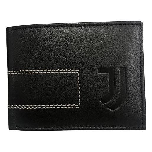 Juventus fc - portafoglio uomo pelle, nero, compatto, squadra di calcio, porta documenti, porta monete, tessere, prodotto ufficiale