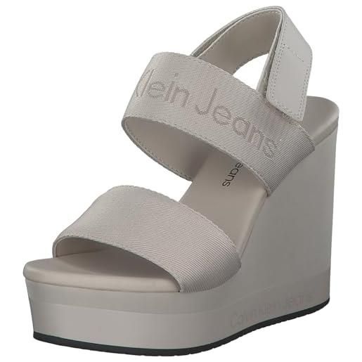 Calvin Klein Jeans wedge sandal webbing in mr yw0yw01360, zeppa donna, nero (black), 37 eu