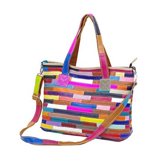 Segater® borsa a tracolla da donna multicolore in vera pelle con design coordinato hobo crossbody, multicolore, taglia unica