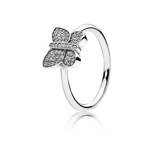 Pandora, anello da donna in argento 925, con zirconi bianchi, motivo: farfalla brillante 190938cz, argento, 20, cod. 190938cz-60