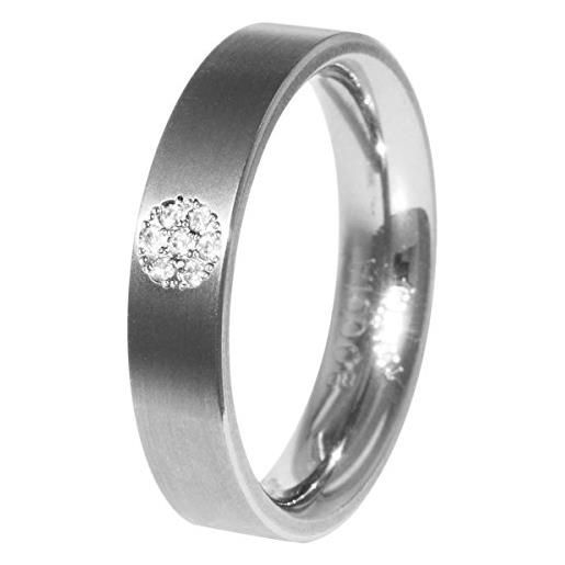Boccia 0121-05 anello in titanio unisex con diamante (0.035 carati) dal taglio a brillante, trasparente, titanio, 59 (18.8), colore: argento, cod. 0121-0559