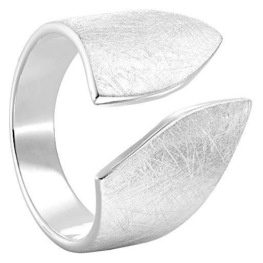 Vinani anello ali anello larghezza aperto dall' effetto spazzolato in argento sterling 925 anpassbar 2rbr, argento, 54 (17.2), cod. 2rbr-54