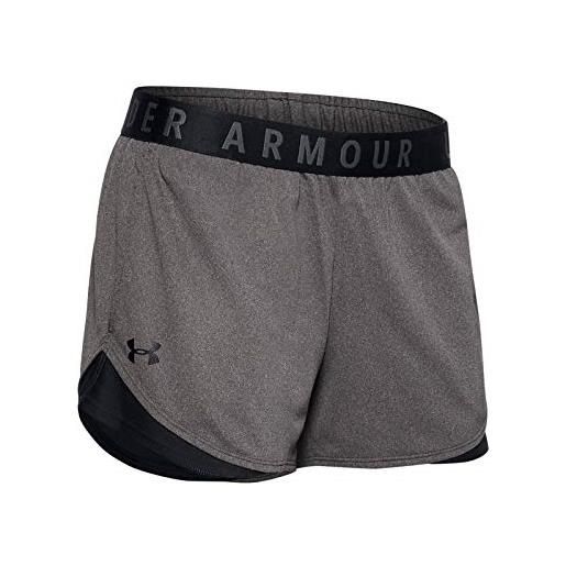 Under Armour play up shorts 3.0, pantaloncini, donna, grigio (carbon heather/black-090 ), l