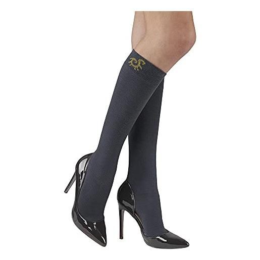 SOLIDEA unisex gambaletti socks for you merinos classic compressione graduata 18/24 mm. Hg (blu navy, l)