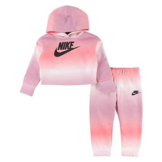 Nike -tuta composta da felpa e pantalone -felpa con cappuccio -felpa con orlo e polsini a coste -felpa con logo pantalone con girovita elastico 12 mesi rosa a0s