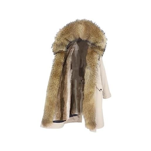 OFTBUY giacca invernale donna x-long parka impermeabile cappuccio in pelliccia di procione naturale cappotto in vera pelliccia capispalla staccabile streetwear