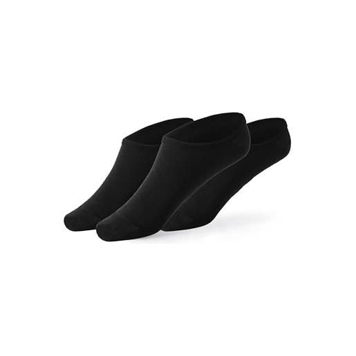 Lotto 12 paia calze tecniche uomo/donna, fantasmini in cotone morbido, traspiranti, leggeri, tallone super avvolgente con silicone anti-slip, certificati oeko-tex, nero, 39-42