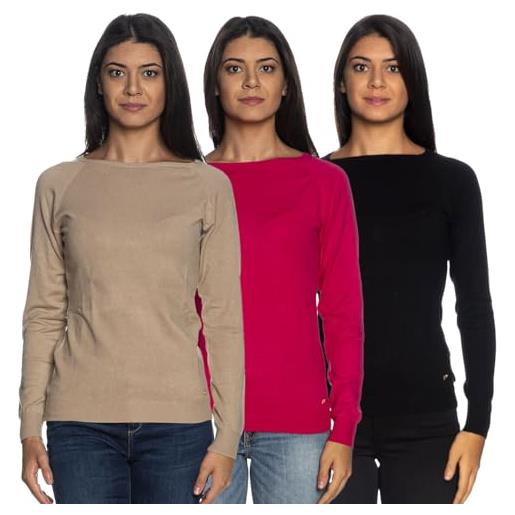 YES ZEE maglia donna scollo a barchetta maglione viscosa sweater m045ru00 taglia m colore principale fuxia