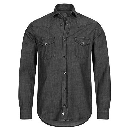 Gelverie - camicia da uomo regular-fit, a maniche lunghe, in cotone con elastan, taglie s-4xl, in 4 colori grigio denim. M