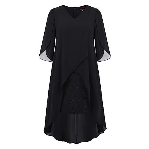 Hanna Nikole abito da sera da donna in chiffon con scollo a v, #a03 grigio blu, 62 it