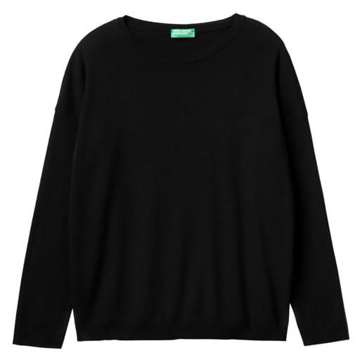 United Colors of Benetton maglia g/c m/l 1091d100e maglione, nero 100, l donna