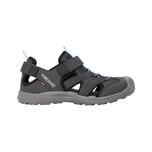 Viking adventure m+w, sandal unisex-adulto, nero carbone, 46 eu