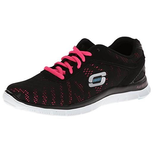 Skechers - flex appeal first glance, sneakers da donna, colore nero(black/hot pink), taglia 38