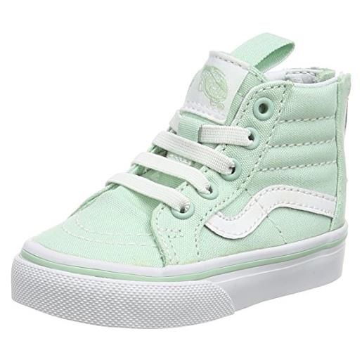 Vans sk8-hi zip - scarpe da ginnastica alte unisex - bimbi 0-27, verde (gossamer green/true white), 21.5 eu