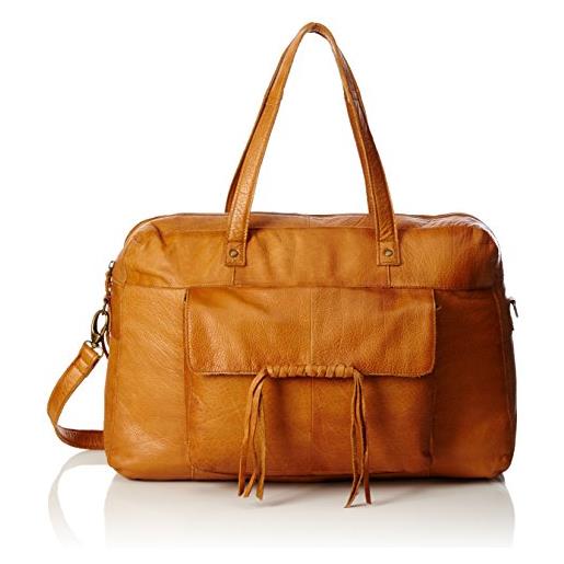 PIECES pcmusta leather travel bag - borse a spalla donna, braun (cognac), 13x34x49 cm (l x h d)