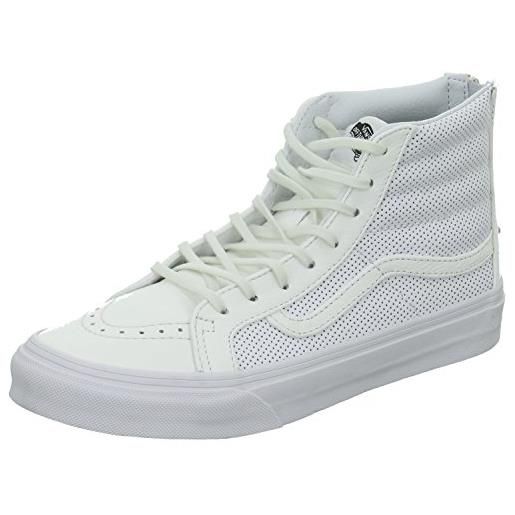 Vans - u sk8-hi slim zip perf leather, sneakers, unisex, bianco (perf leather/true white), 38
