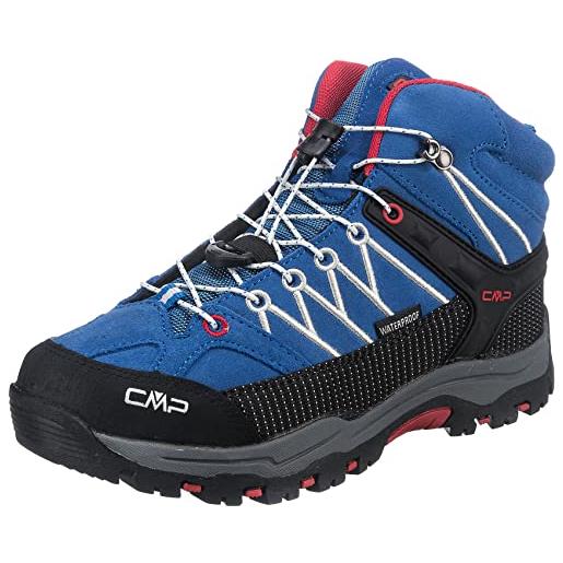 CMP unisex - bambini e ragazzi kids rigel mid trekking shoe wp scarpe da trekking alta, cobalt stone fire, 30 eu