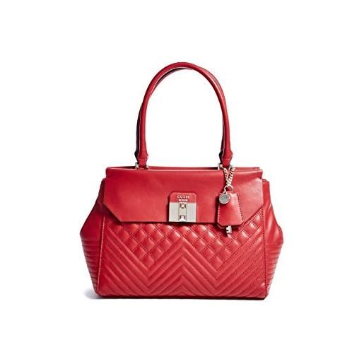 Guess rebel roma satchel borsa a mano, donna, rosso (ruby)