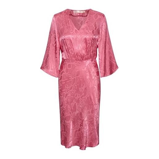 InWear abito da donna con scollo a v, lunghezza 3/4 maniche regolari in raso vestito, rosa passione, 44