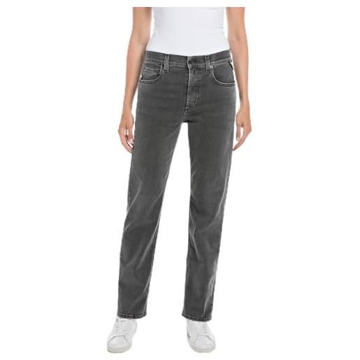 REPLAY jeans donna maijke straight fit elasticizzati, grigio (dark grey 097), w29 x l28
