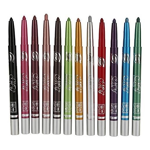 FILFEEL set di penne per eyeliner a 12 colori set di penne per eyeliner colorato impermeabile eyeliner naturale a lunga durata ombretto matita per labbra set per il trucco degli occhi