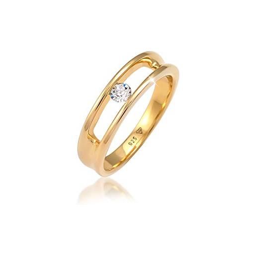 Elli anelli donna anello solitario classico con cristalli in argento sterling 925