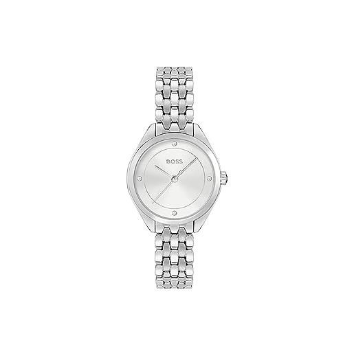 BOSS orologio analogico al quarzo da donna collezione mae con cinturino in acciaio inossidabile, argento (silver)