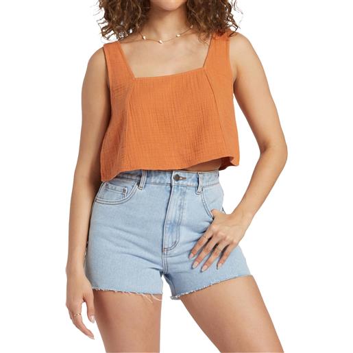 Billabong - t-shirt corta - open skies top toffee per donne in cotone - taglia xs, s, m, l - arancione
