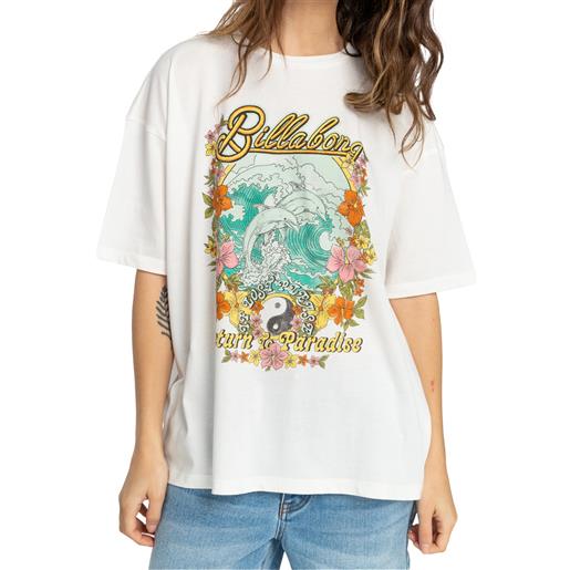 Billabong - t-shirt allentata - return to paradise tee salt crystal per donne in cotone - taglia xs, s, m - bianco