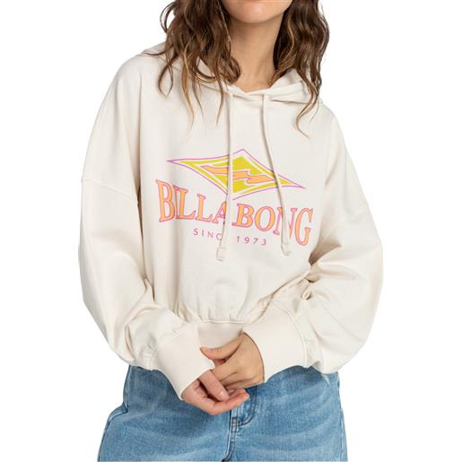 Billabong - felpa cropped - all time pullover hoodie salt crystal per donne in cotone - taglia s, m, l - bianco