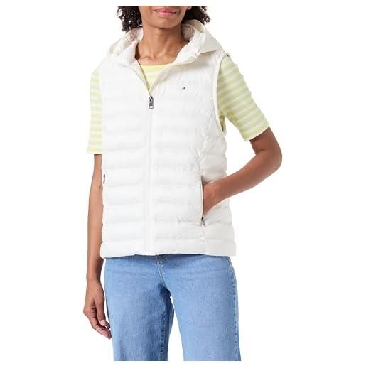 Tommy Hilfiger gilet donna padded global stripe gilet imbottito, arancione (rich ochre), xl