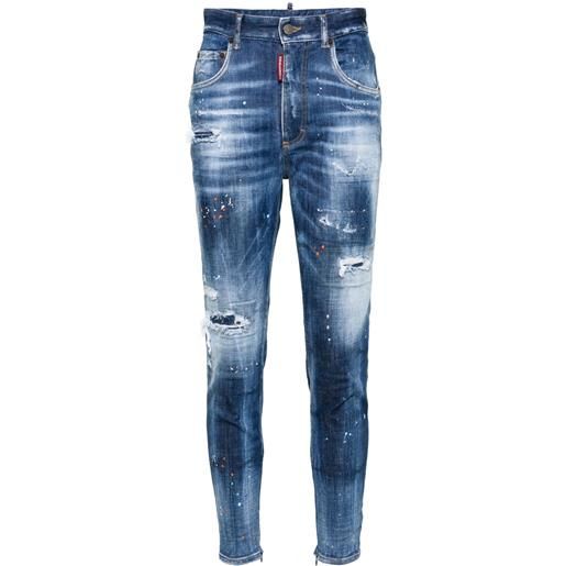 DSQUARED2 jeans affusolati con effetto vissuto - blu