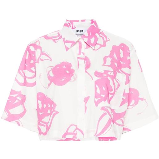 MSGM camicia crop con stampa - rosa