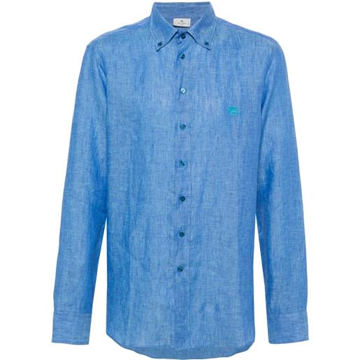 ETRO camicia pegaso con ricamo - blu
