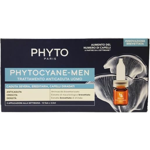 PHYTO (LABORATOIRE NATIVE IT.) phytocyane trattamento anticaduta uomo caduta severa ereditarietà capelli diradati 12 fiale da 3,5 ml