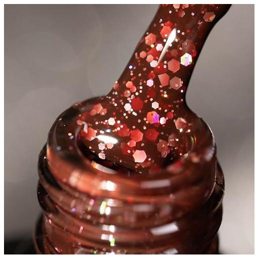 BURANO smalto gel glitterato, led uv gel per unghie shimmer effetto olografico gel da inzuppare richiesto per la polimerizzazione, smalto gel senza trucioli gel (deep red lp28)