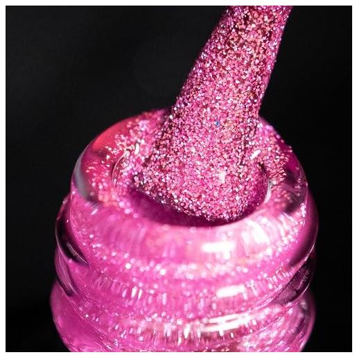 BURANO smalti semipermanenti unghie in gel，7.3ml uv led riflettente glitterato smalto semipermanente per unghie, soak-off olografico nail art gel unghie (hot pink szn11)