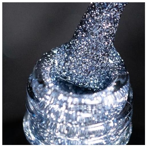 BURANO smalto gel riflettente, smalto gel diamante riflettente da 7,3 ml, smalto gel estivo scintillante glitter olografico smalto gel lucido, manicure nail art (gray szn12)