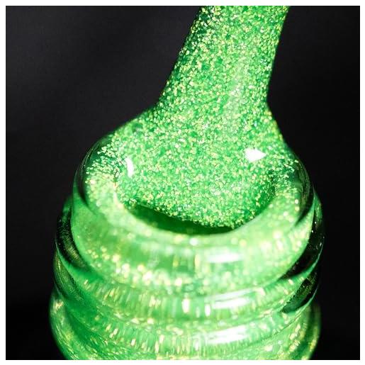 BURANO smalti semipermanenti unghie in gel，7.3ml uv led riflettente glitterato smalto semipermanente per unghie, soak-off olografico nail art gel unghie (green szn13)