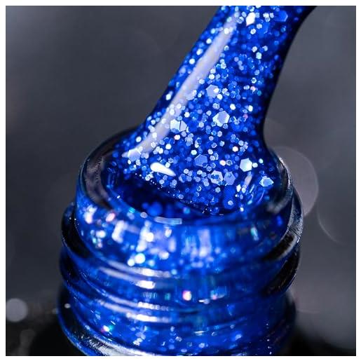BURANO smalto gel glitterato, led uv gel per unghie shimmer effetto olografico gel da inzuppare richiesto per la polimerizzazione, smalto gel senza trucioli gel (deep blue lp48)