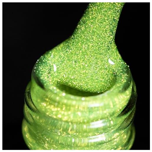 BURANO smalti semipermanenti unghie in gel，7.3ml uv led riflettente glitterato smalto semipermanente per unghie, soak-off olografico nail art gel unghie (neon green szn14)