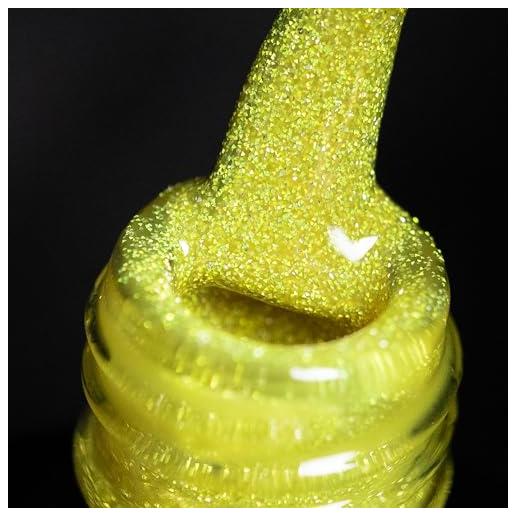 BURANO smalto gel riflettente, smalto gel diamante riflettente da 7,3 ml, smalto gel estivo scintillante glitter olografico smalto gel lucido, manicure nail art (yellow szn19)