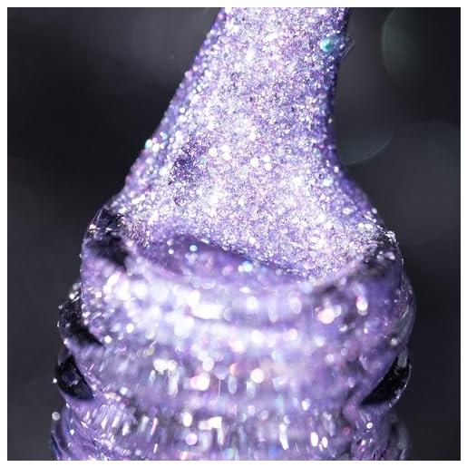 BURANO smalti semipermanenti unghie in gel，7.3ml uv led riflettente glitterato smalto semipermanente per unghie, soak-off olografico nail art gel unghie (purple jl13)